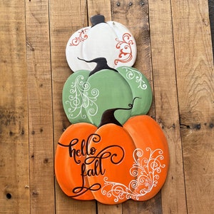 Handmade Stacked Pumpkins: Filigree Fall Decor (27x16)