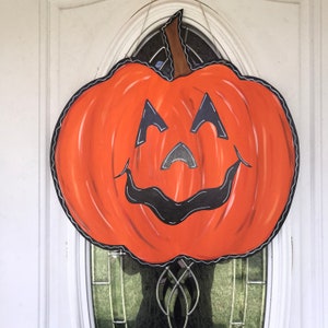 Jack o lantern Door Hanger, Pumpkin Face Door Hanger, Fall Door Hanger, Halloween Door Hanger, Halloween Porch Decoration