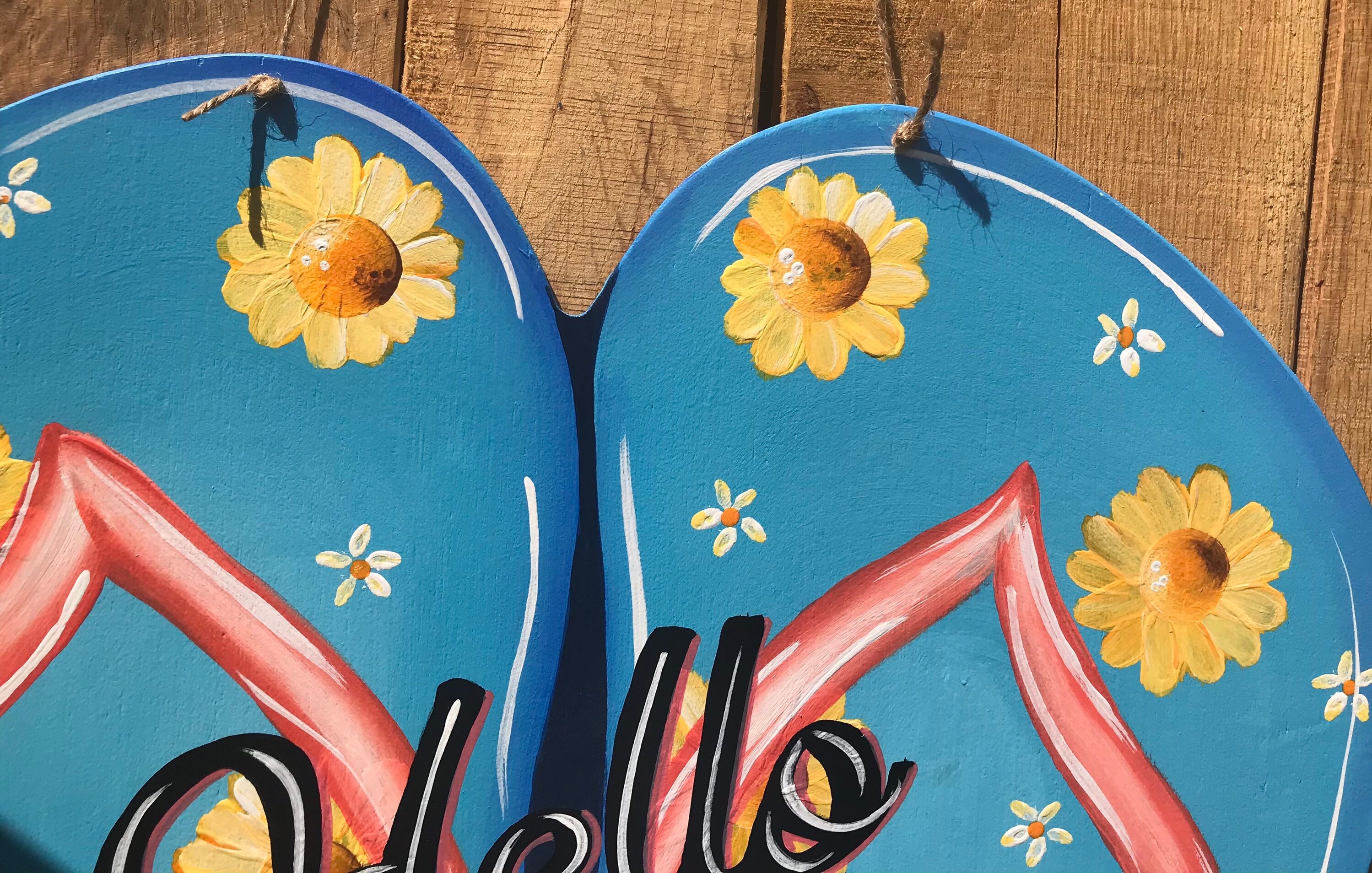 Hello Summer Flip Flop Door Hanger: Floral Patio Decor - Etsy