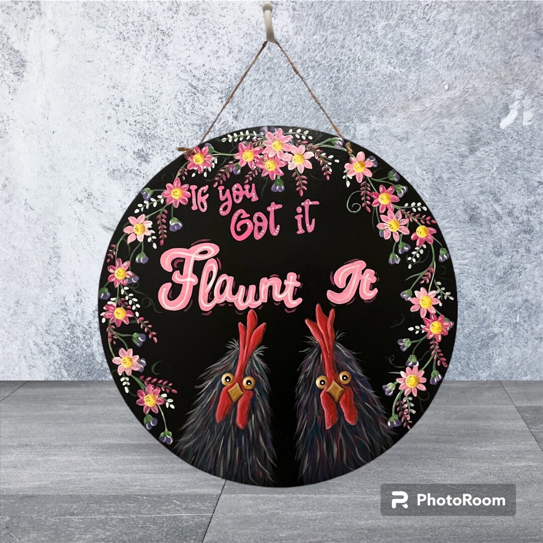 Metallic Chicken Sign: Floral Kitchen Decor, 