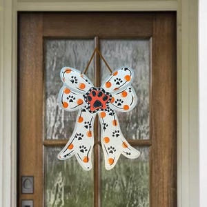 Paw Print Bow Door Hanger: School Spirit Graduation Decor