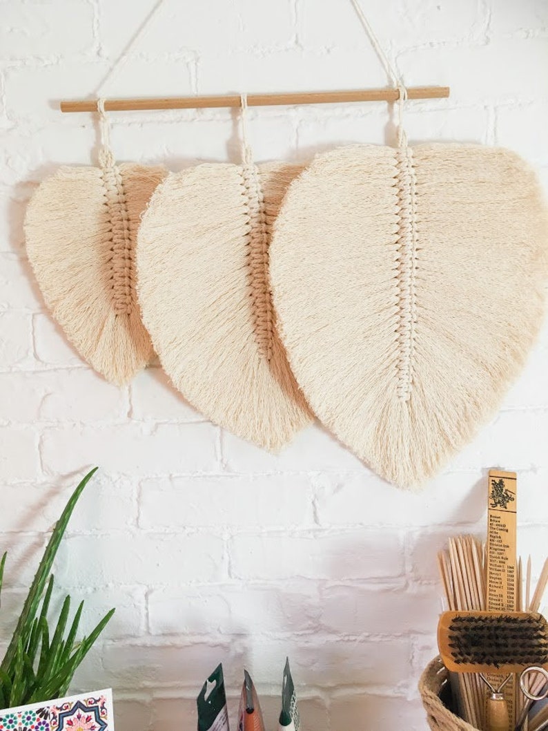 Macrame Leaf Wall Hanging / Handmade Wall Decor / Large Etsy