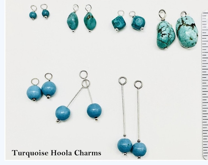 Natural Turquoise Charm Hoolas, Turquoise charms, Interchangeable Turquoise charms for earrings