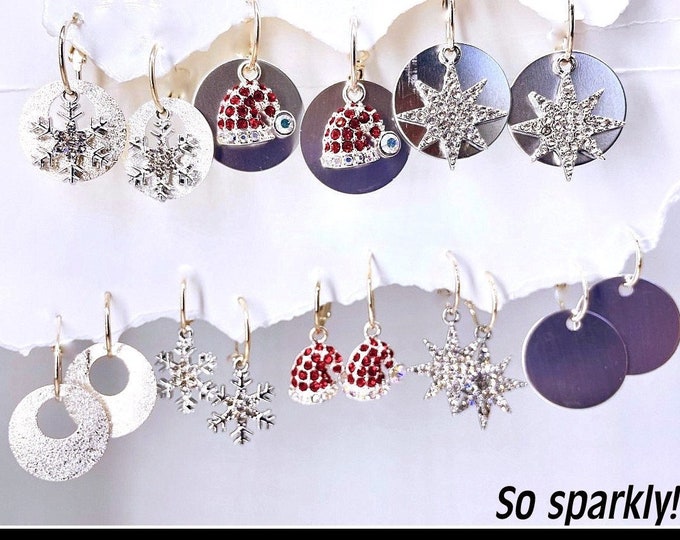 Christmas earring set, Holiday earring, Holiday earrings, Christmas Earrings interchangeable