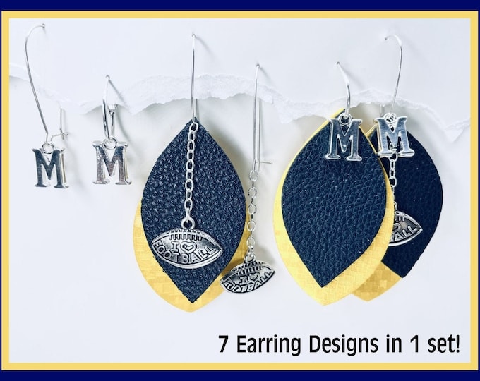 U of M Earrings, Go Blue Earrings, Michigan Earrings, Football Earrings, Wolverine Earrings, Sports Earrings