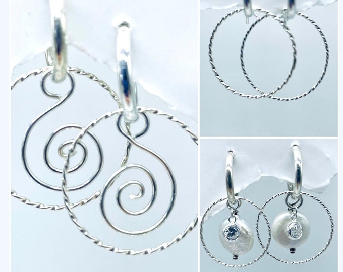 Sterling Earrings, Sterling Silver Earrings, Silver Earrings, Interchangeable 925 Silver Earrings, Hoop Earrings, Interchangeable Earrings