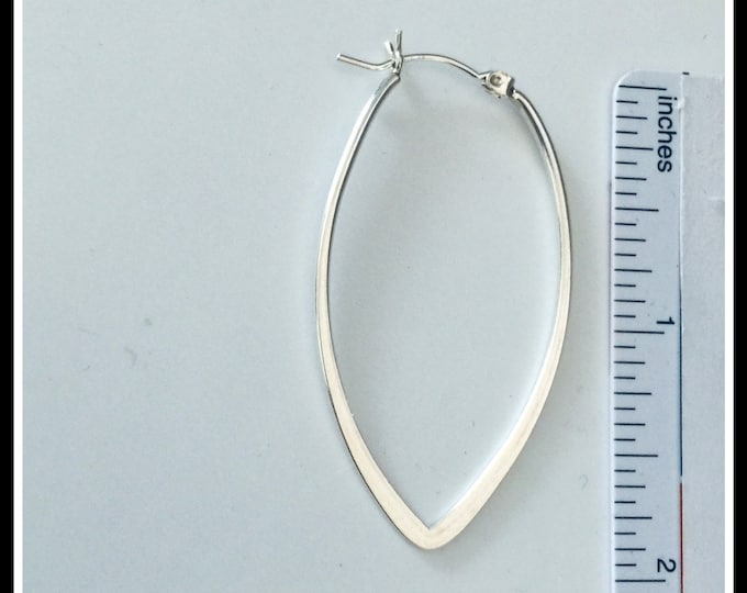 Sterling Hoops, Sterling artistic hoops, silver Oval Hoops, Long Hoops, sterling Swirl Hoops