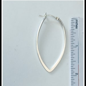 Sterling Hoops, Sterling artistic hoops, silver Oval Hoops, Long Hoops, sterling Swirl Hoops