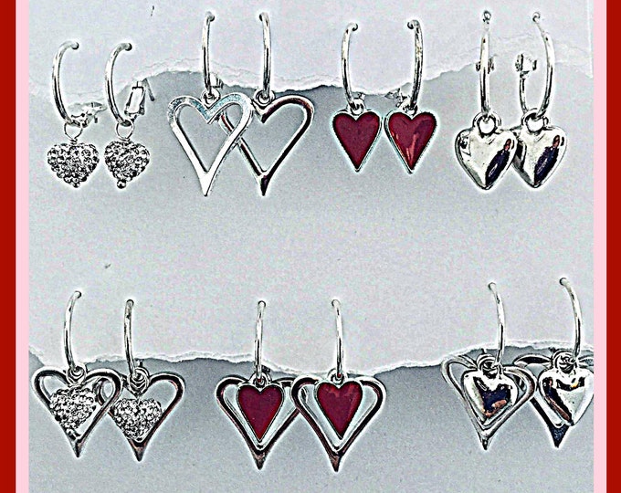 Heart Earrings, Mini, Interchangeable Heart Earrings, Hoop earring, Red Heart Earrings, love you earrings, gift for her