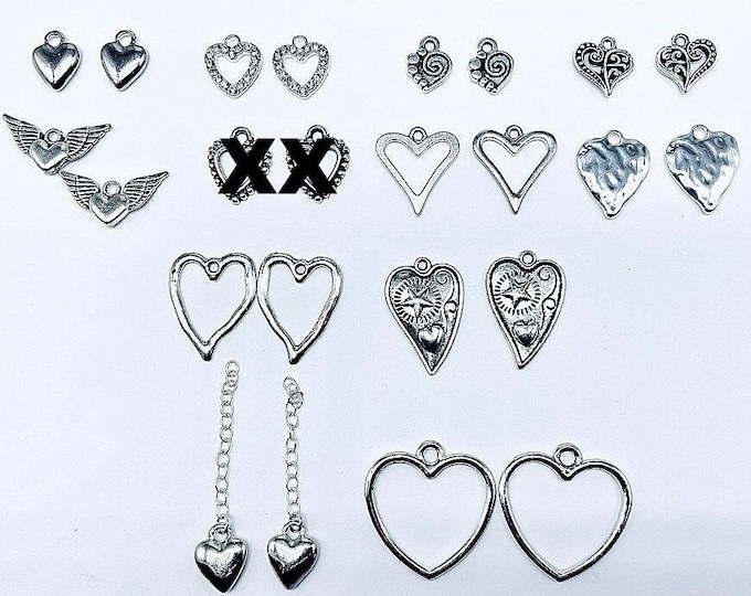 Heart Hoolas, heart charms, Valentines Earrings, Valentines Charms, Valentines Hoolas, Heart Charms,