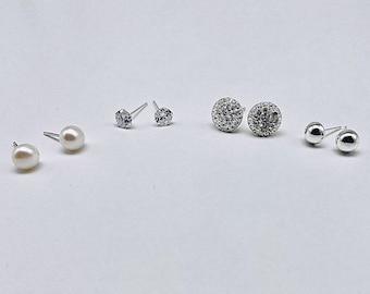 Sterling Silver Stud Earrings: Swarovski & CZ Accent Studs