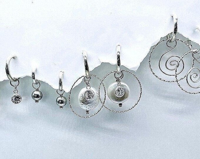 Sterling Earrings, Sterling Silver Earrings, Silver Earrings, Interchangeable 925 Silver Earrings, Hoop Earrings, Interchangeable Earrings
