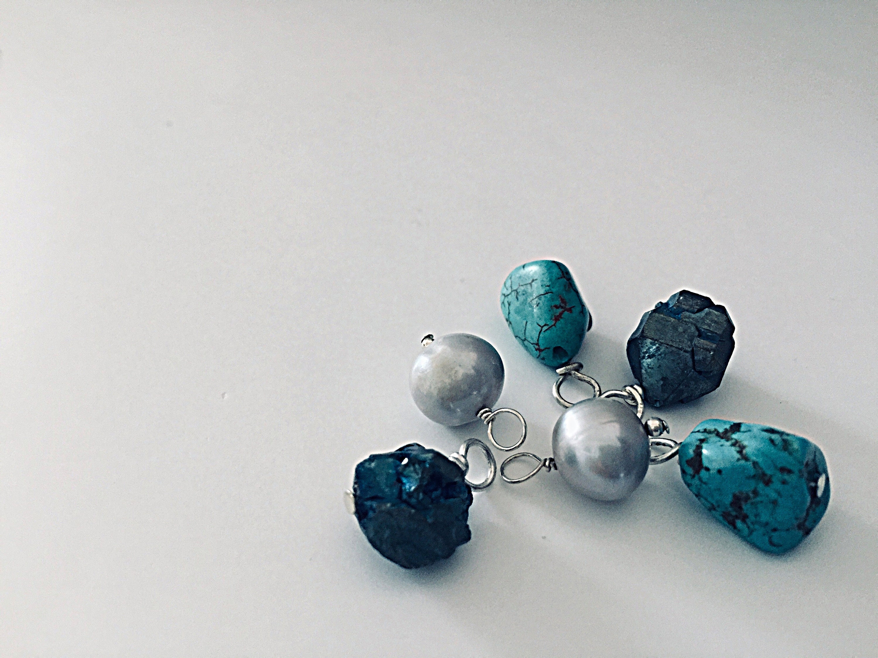 Gemstone Necklace, Interchangeable Turquoise Pearl necklace, Collar