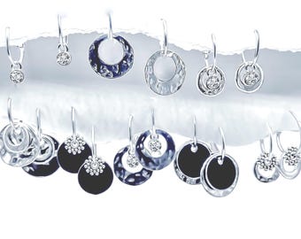 Hammered Silver Earrings: small, Interchangeable Hoola Hoop Set