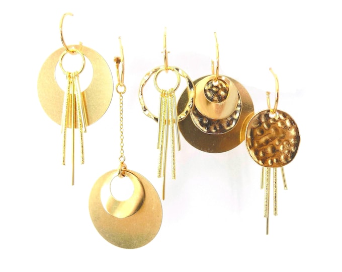 Gold Bold Earrings, Boho Bold Gold Earrings, Gold Dangle Earrings, Gold Earring Set, Interchangeable Earrings,