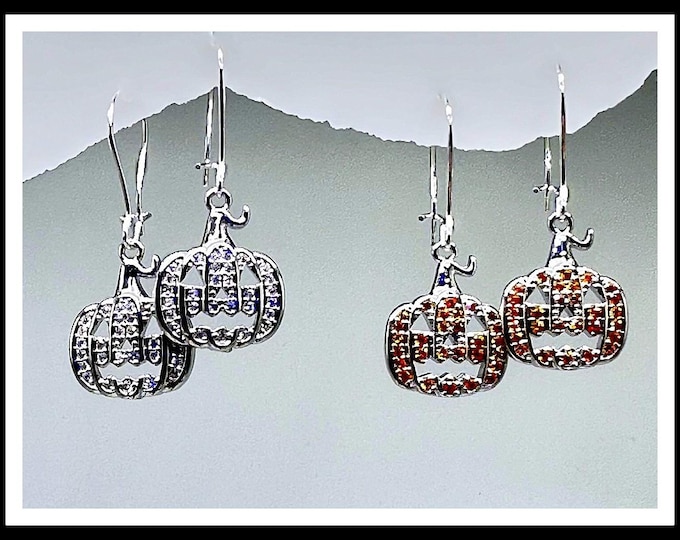 sparkle Pumpkin earrings, Pumpkin earrings, Halloween earrings, Halloween Bling earrings
