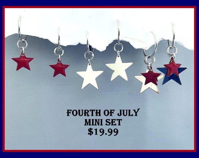 Silver Star Patriotic Earrings: red silver star earrings