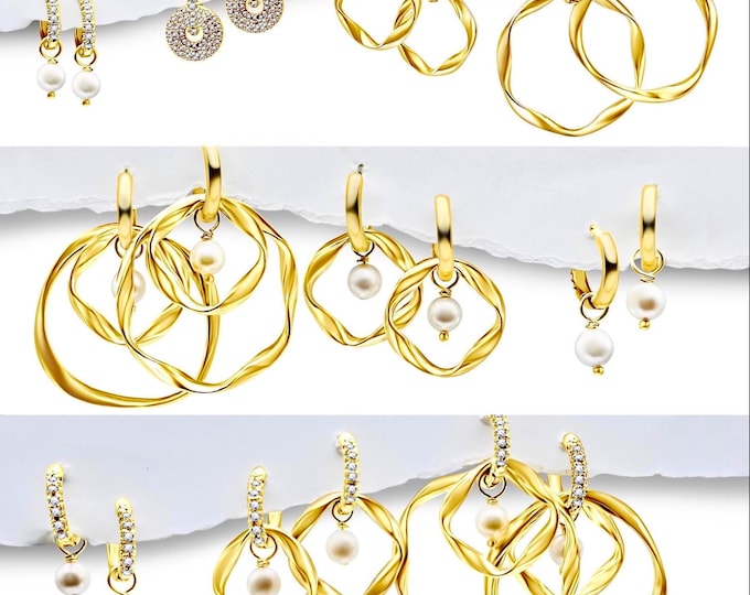 Gold Huggie Hoop Set, Gold huggie hoop earring, hoop earring set, interchangeable gold earring, gold hoop earring set, huggie hoop earring
