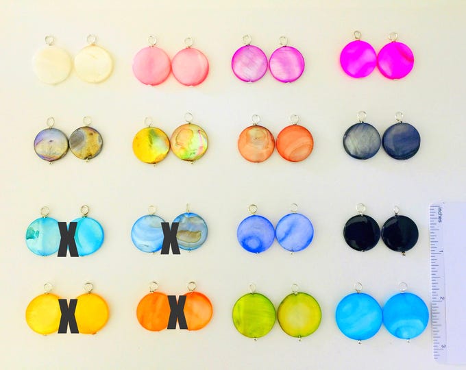 Shell Charms, Large shell charms, beach charms, Coin shape