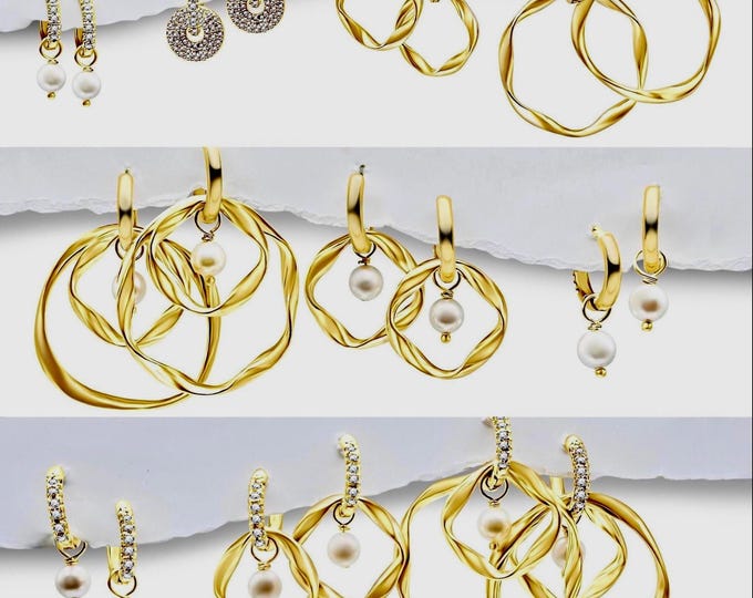Gold Huggie Hoop Earring Set: 20+ Interchangeable earrings