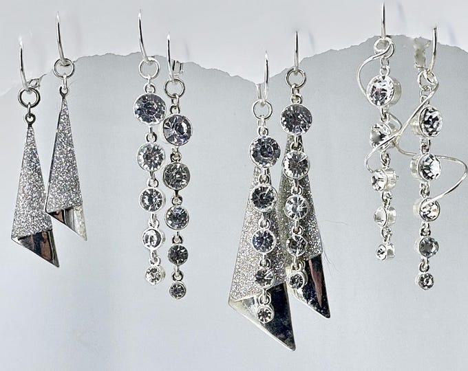 Sparkle Dangle Bling Earring Set, Bride Mother of Bride Earring Set, Sparkle Dangle Earrings, Interchangeable Earring Set