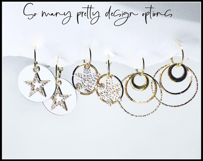 Gold Holiday Earrings: Christmas earrings stars snowflakes sparkle bling