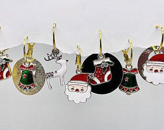 Christmas Gold Earrings: Christmas Earring set with charms