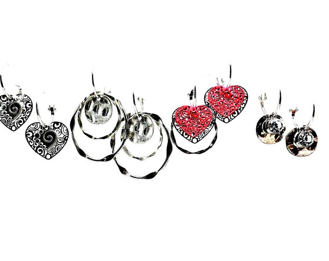 Silver Heart Earring, Valentines Interchangeable Heart Earring, Silver Earring, Silver Earring Set, Interchangeable Earring