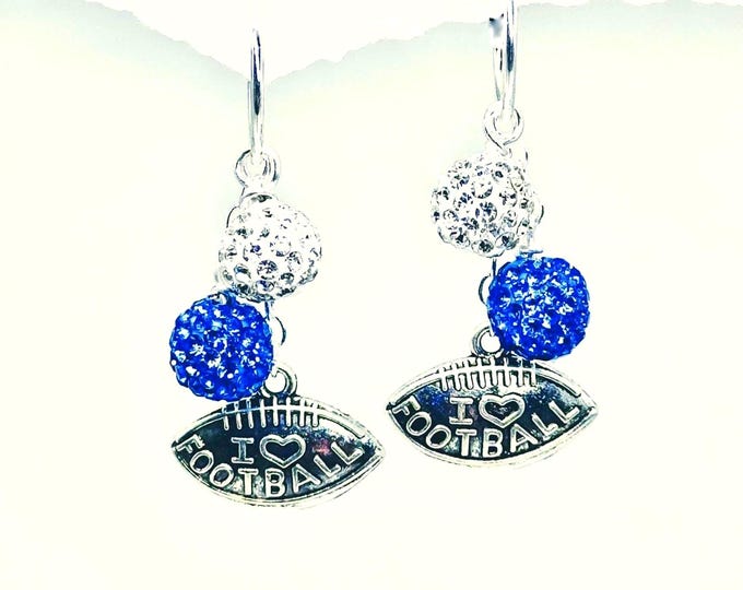 Honolulu Blue Football Earrings, Sparkly Charms