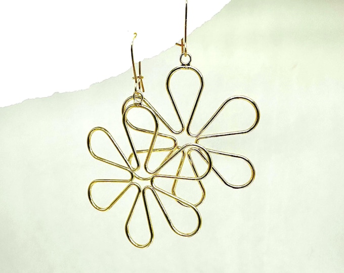 Gold Flower Dangle Earrings: Summer Statement earrings