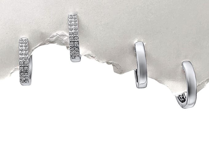 Silver Huggie Hoops, Reversible Huggie Hoops silver, Hoola Huggie Hoops, Interchangeable Huggie Hoops