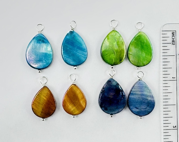 Teardrop Charms, Shell Charms, Shell Hoola charms, slide on hoops for earring designs