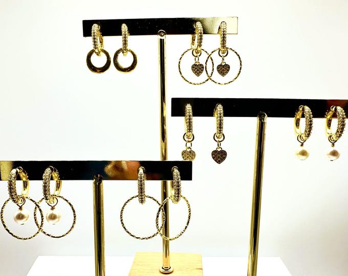 Gold Huggie Hoop earring ,,Gold Mini Huggie hoop Heart earring, Gold earring, Huggie Hoop interchangeable set, Interchangeable gold set