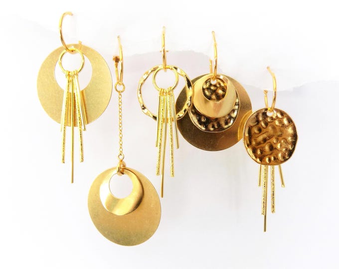 Gold Bold Earrings, Boho Bold Gold Earrings, Gold Dangle Earrings, Gold Earring Set, Interchangeable Earrings,
