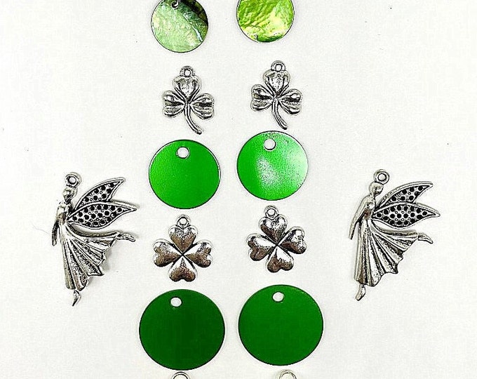 St Patrick's day charms, Shamrock Charms, Green 4 leaf Clover Charms, Green Shamrock Charms,
