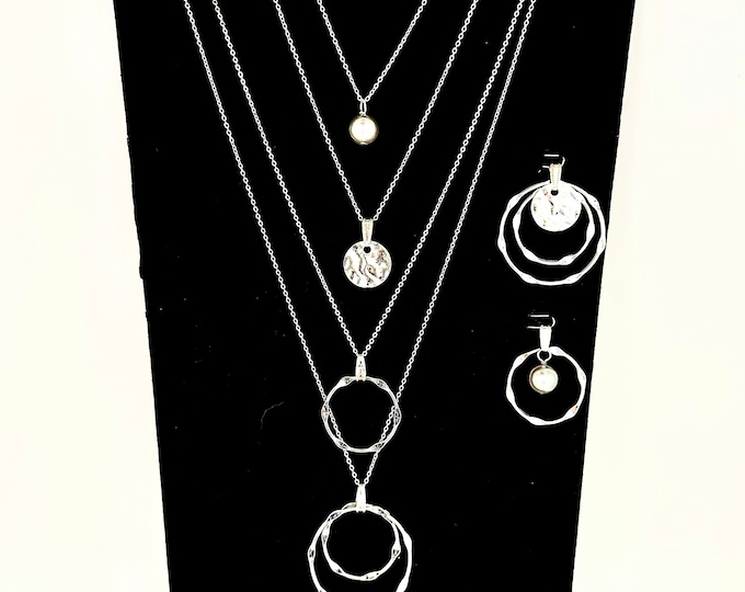 Hammered silver necklace, interchangeable silver necklace, handmade necklace