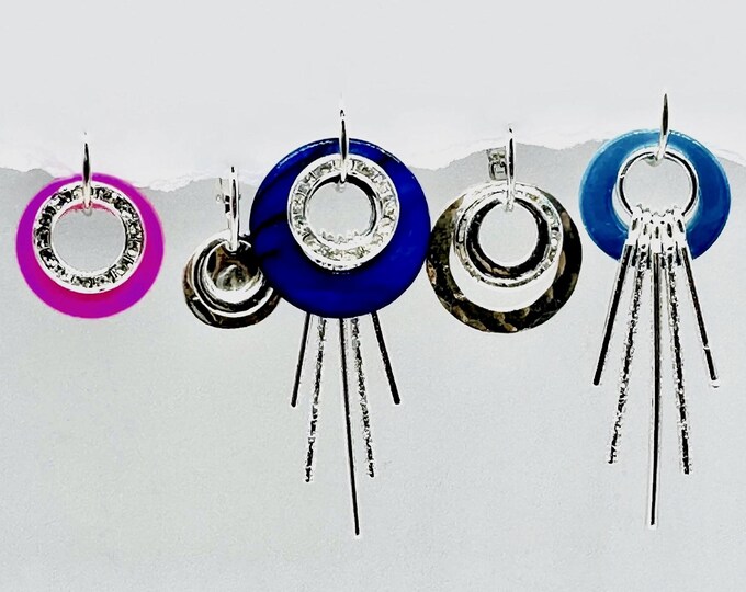 Shell earrings, Summer Shell Earring, Bright Earring Set, Interchangeable earrings, Colored earrings,  Hoop Earrings