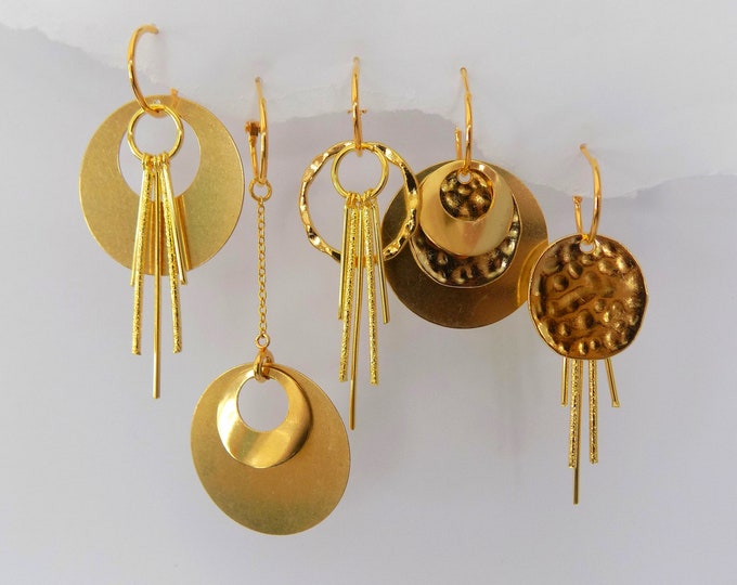 Gold Bold Earrings, Boho Bold Gold Earrings, Gold Dangle Earrings, Gold Earring Set, Interchangeable Earrings,