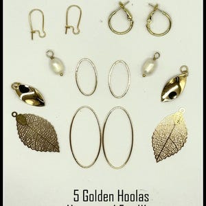 Gold Dangle Earrings: Interchangeable Pearl earrings image 14