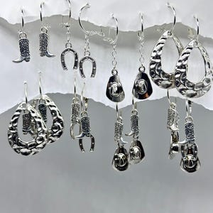 Cowboy cowgirl rodeo earrings, western cowboy earrings, interchangeable cowboy earrings, cowboy hat earrings, cowboy boot earrings,