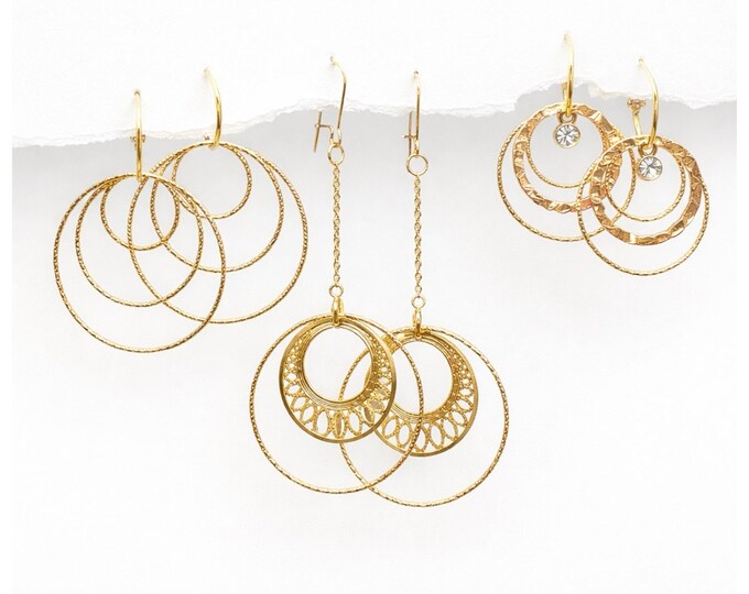 14k Gold Plated Hoop Earrings Set – Mix, Match, Layered Jewelry with Interchangeable Charms Gift