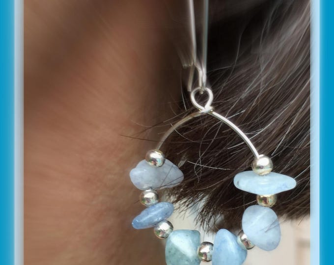 Aquamarine Earrings, Blue earrings, dangle earrings, light weight earrings, gemstone earrings, silver earrings,