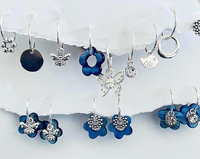 Dainty Earrings, Small Silver Earrings, Interchangeable Earrings, small earrings, Butterflies Flower Earrings, Hoop earrings