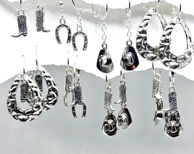 Interchangeable Cowboy Earring Set: Boots, Hats, Horseshoes