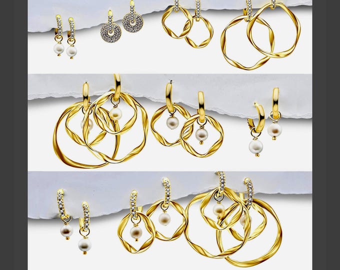 Gold Huggie Hoop Set, Gold huggie hoop earring, hoop earring set, interchangeable gold earring, gold hoop earring set, huggie hoop earring