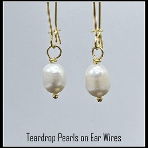 Gold Dangle Earrings: Interchangeable Pearl earrings image 5