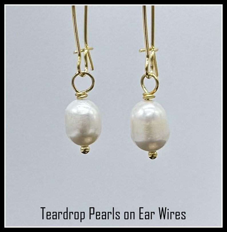 Gold Dangle Earrings: Interchangeable Pearl earrings image 5