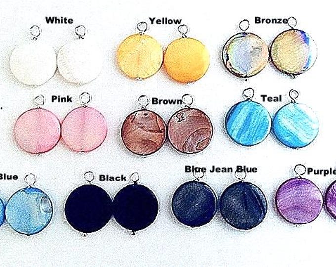 Shell Charms, Large shell charms, beach charms, Coin shape