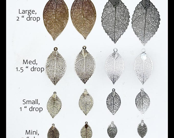 leaf charms, filigree leaf charms, gold leaf charms, silver leaf charms, hoola charms