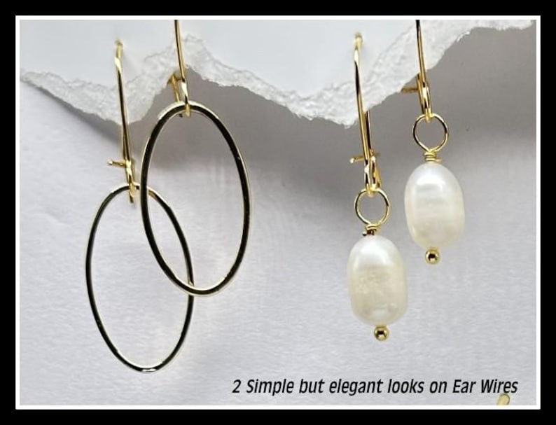 Gold Dangle Earrings: Interchangeable Pearl earrings image 6